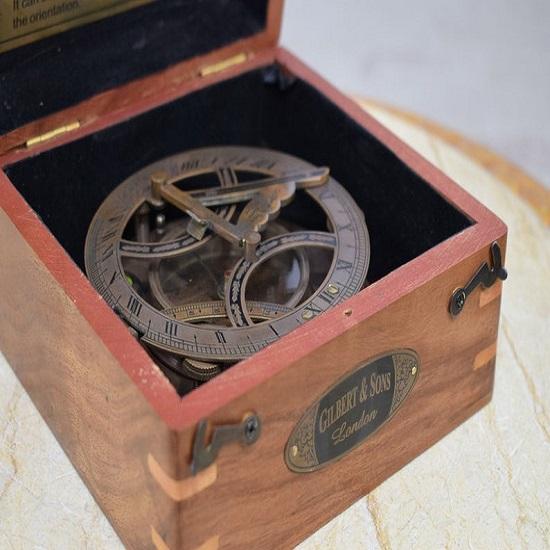 Brass Compass In Wooden Gift Box  Nautical Accessory Marine Enthusiasts  Boat  Gift for Sailors Office Decor