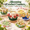 Decorative Tea Cup Pad Blooming Crochet Coaster, Handmade 3D Flower Mat for Coffee Mug Rug Tea, Cotton Yarn Drink Floral Table Decor Desk Protector