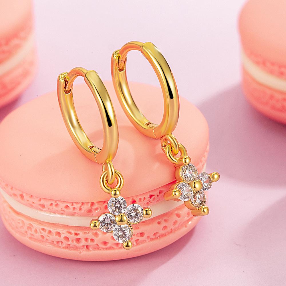 Koreanischer Stil Schlicht Floral Vierblättrig Kupfer Ohrklemmen - Hochwertiger Süßer Damenschmuck