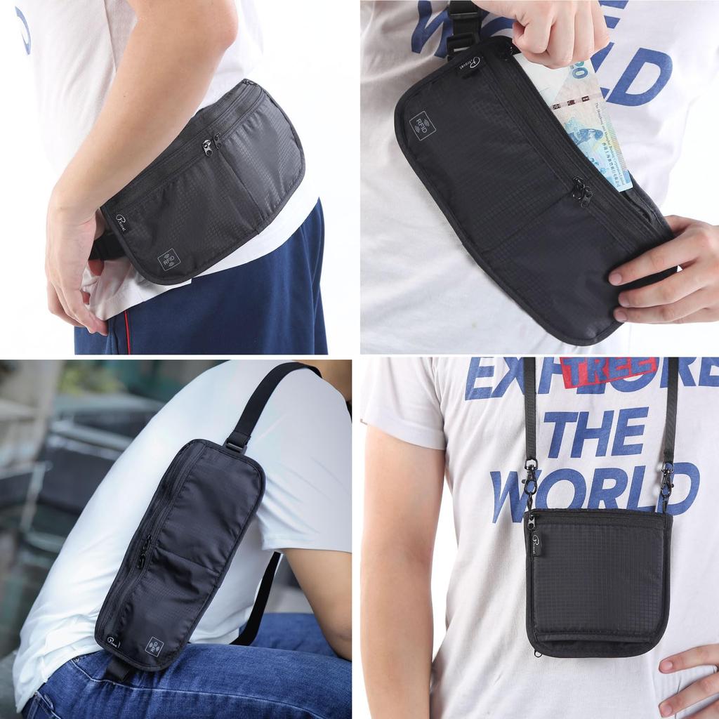 Azarxis Waist Passport Hanging Security Passport Hidden Large Perfect for Overseas Men and Women Pouch, Case, Neck, Anti-Skimming, Slim,