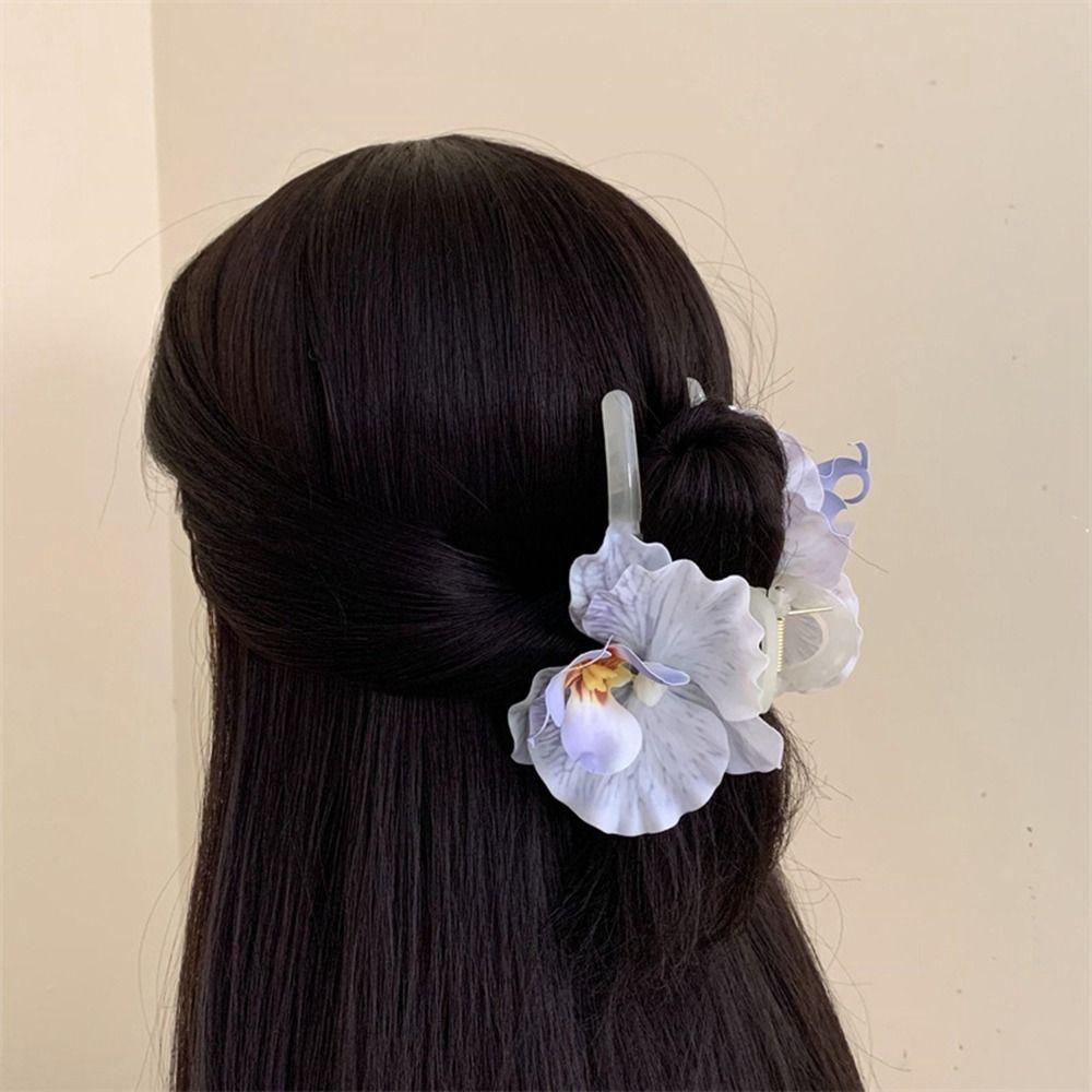 

Butterfly Orchid Flower Hair Claw Ponytail Clip Large Shark Clip Cute Orchid Hair Clip Beach style 2