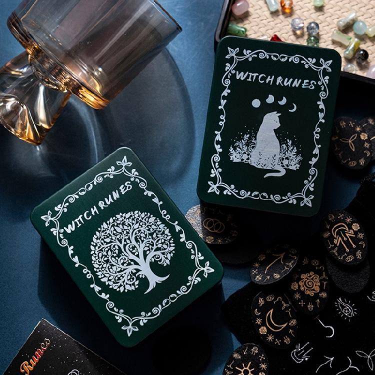 Runes Stones Set, Solid Wood Runes with Box for Travel, Divinations, Witchcrafts