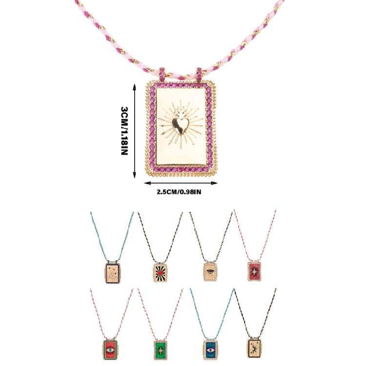 Chic Tarot Card Designs Necklace Adjustable Length Tarot Symbolic Card Pendant Necklace for Daily and Party Wear