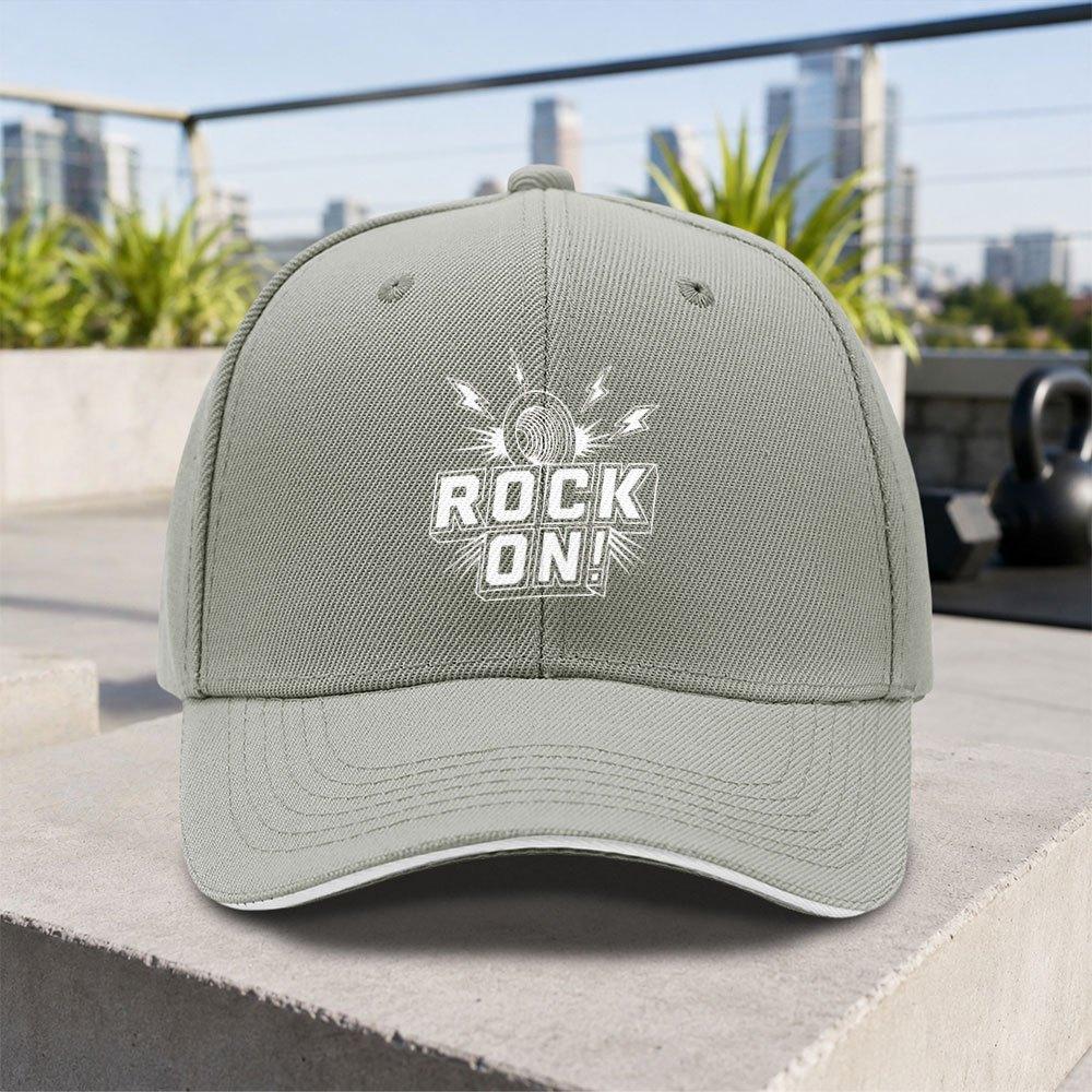 1pc New Rock On Adjustable Sandwich Baseball Cap Lightweight Printed Hat For Men And Women Ideal Gift For Outdoor Activities
