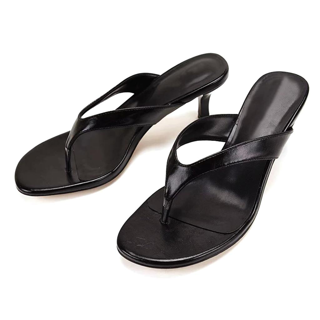 Minimalist Toe Thong Sandals for Women Summer Outdoor Wear Kitten Heel Slip On Open Toe Casual Slippers