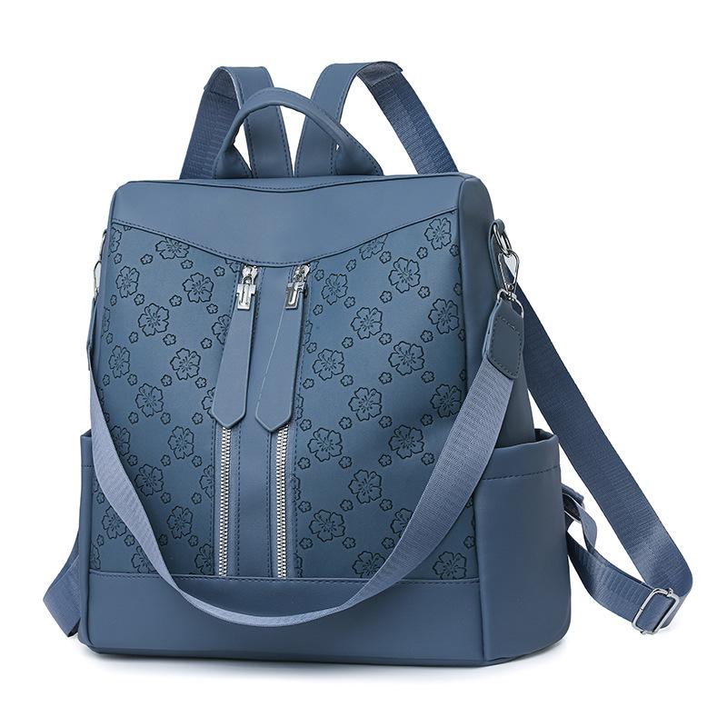 

Рюкзак из мягкой кожи Модный и индивидуальный одноплечевой рюкзак Простой рюкзак синий