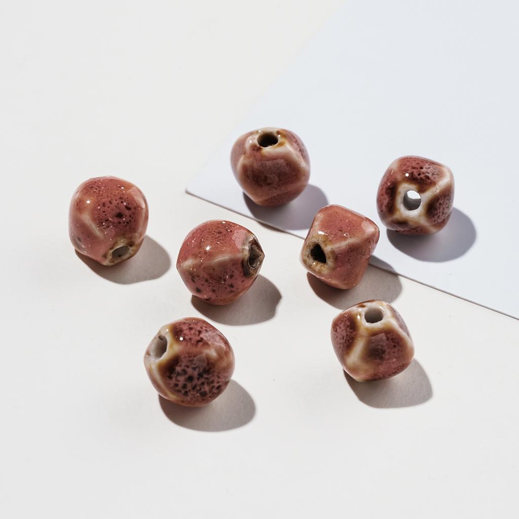 10pcs/Lots Irregular Ceramic Beads Colored Spacer Loose Beads for DIY Necklace Bracelet Keychain Jewelry Making Findings