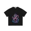 Black T Shirt with Neon Bear Graphic Print for Casual Wear