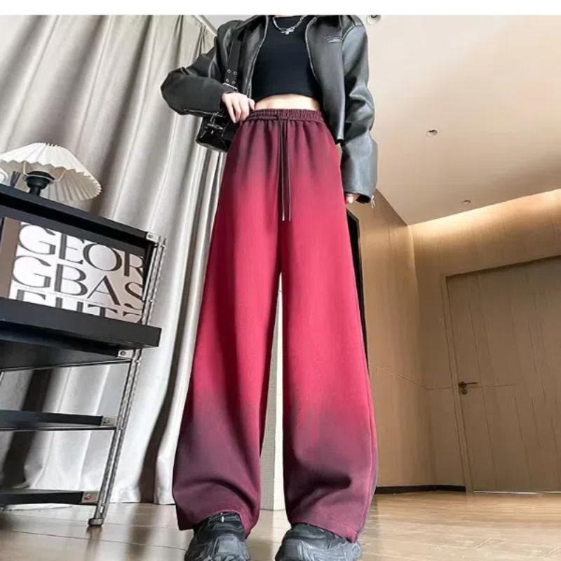 Women's Wide-leg Pants Korean Loose Fashion High-waist Gradient Tie-dye Straight-leg Sports Casual Pants Spring Autumn New Style