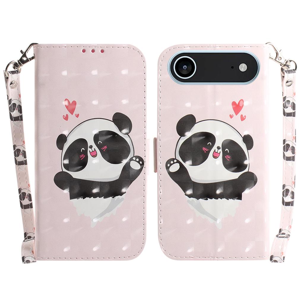 Pro iPhone 17 Air Pouzdro Vzorový Tisk Kožená Peněženka Kryt na Telefon s Poutkem na Zápěstí