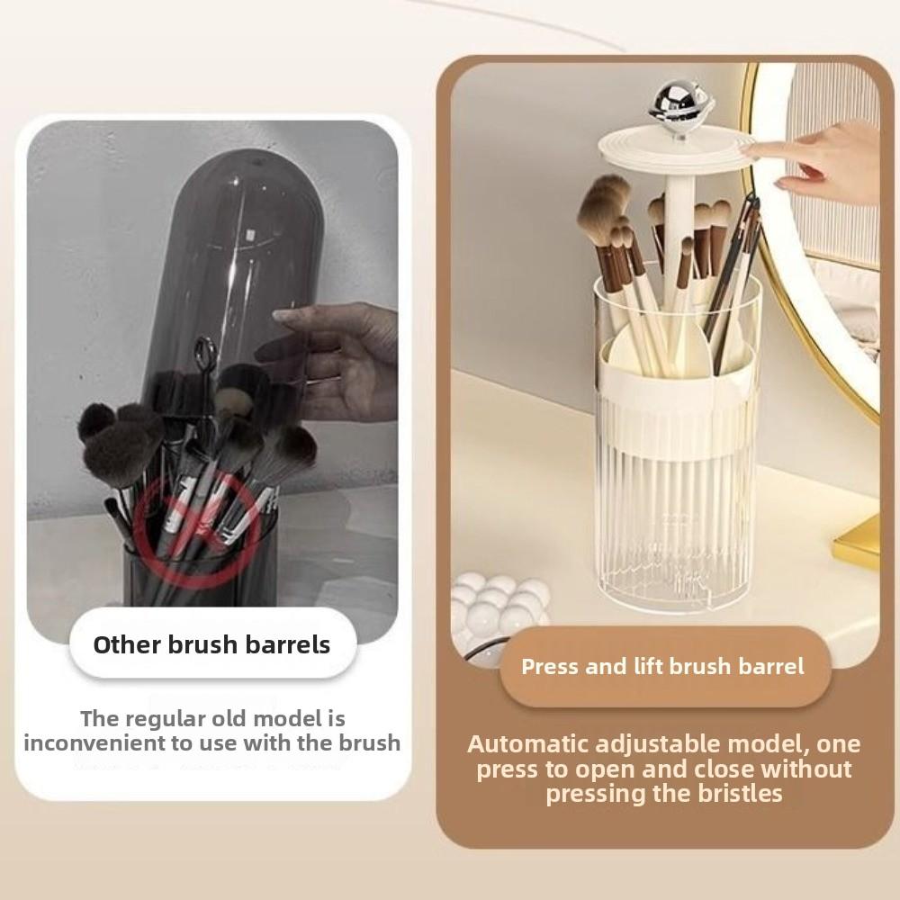 Automatic Lifting Makeup Brush Holder Dustproof Plastic Cosmetic Storage Box with Lid Multi-functional Lipsticks Storage Rack