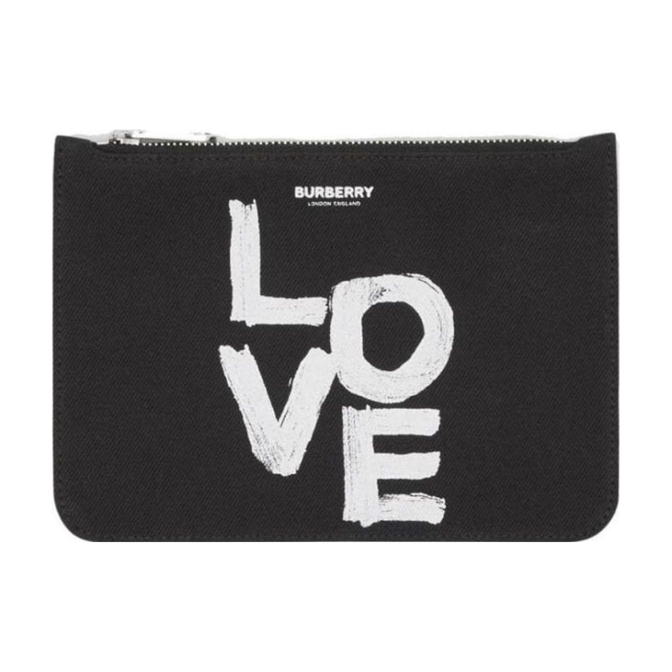 Burberry Letter Logo Zipper Genuine Leather Clutch Women clutch Black 80375491 Basic Set (Bag+Dust Bag)