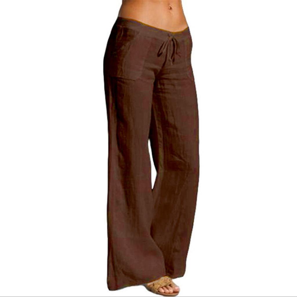 Women's Fashionable And Sexy Solid Color Comfortable And Breathable Mid-waist Wide-leg Casual Trousers
