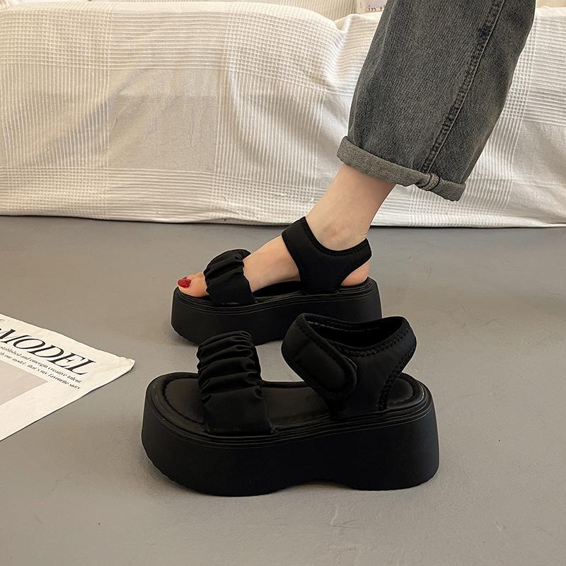 

With skirt platform sandals women s summer wear high-end new temperament versatile wedge shoes 35 чёрный