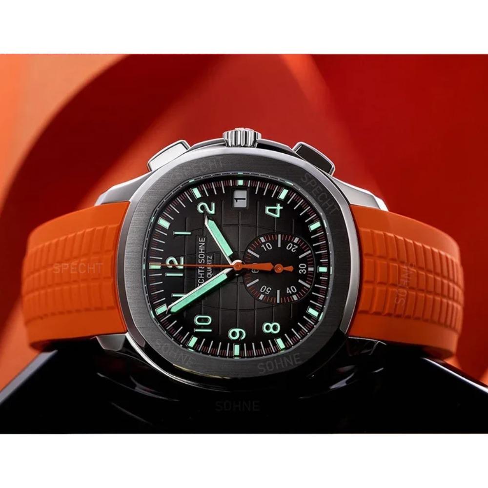 Specht&Sohne Sports Watch Rose Gold Watch Men's Luxury Watch Rubber Wrist Watch Fashion Chronograph Wristwatch Relogio Masculino