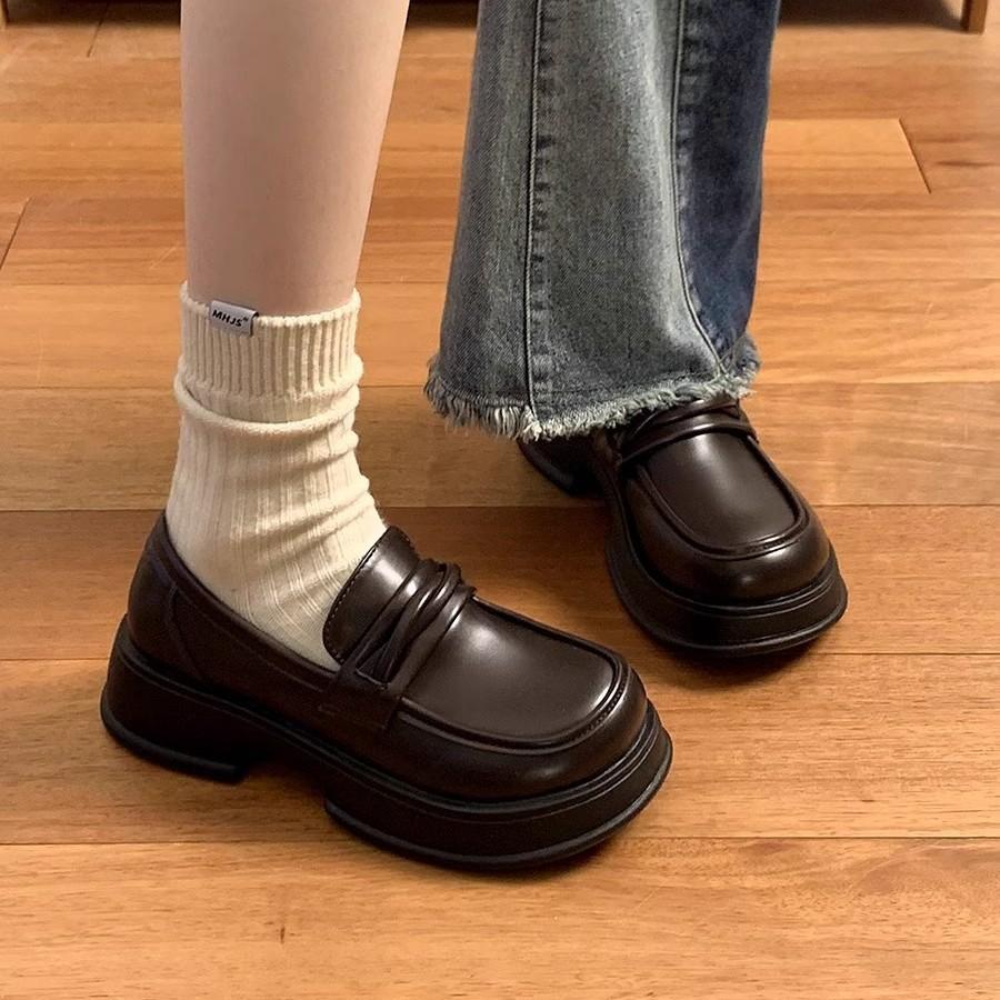 British style platform small leather shoes women's 2025 new spring versatile women's jk single shoes muffin loafers ins tide