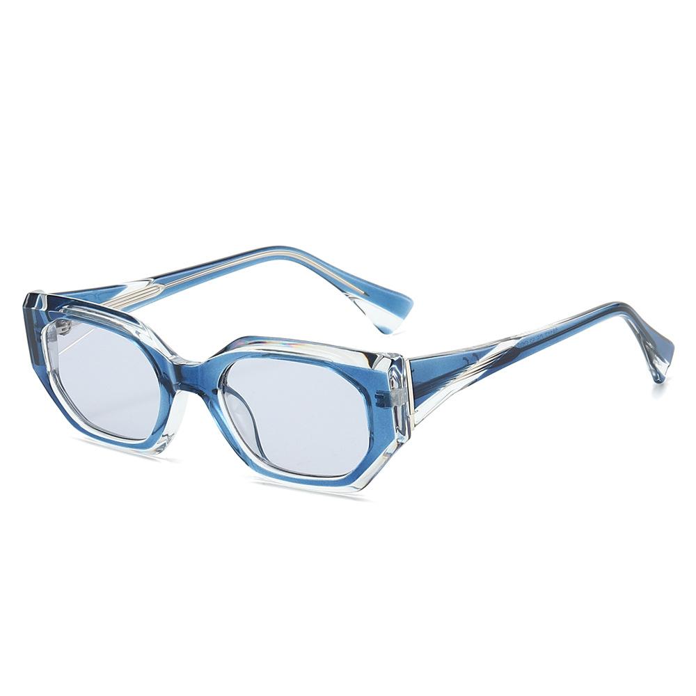 

Diamond-shaped Irregular Small-frame Sunglasses Fashionable Hip-hop Print-decorated Shades Outdoor Travel UV-protective Eyewear синий