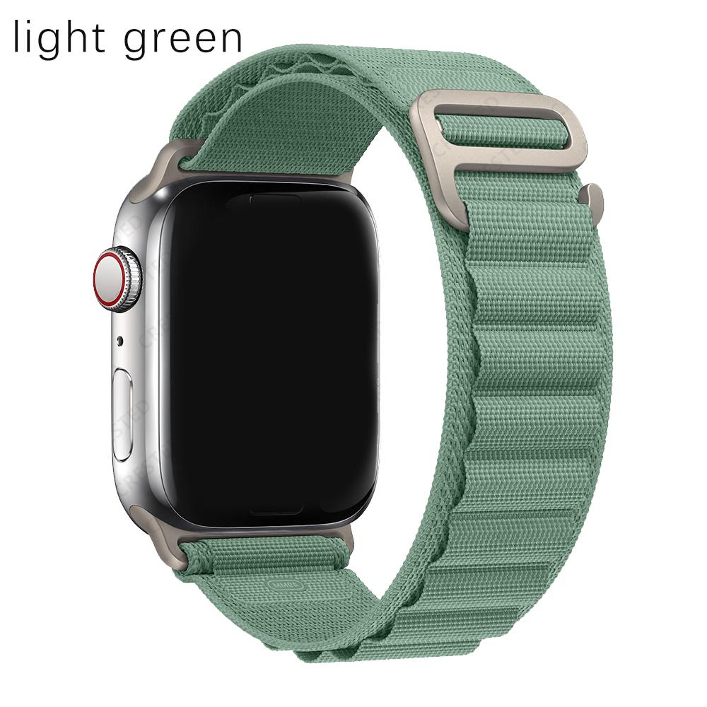 

Ремінець для смарт-годинника Ultra 2 49 мм 10 9 8 7 46 мм 45 мм 41 мм 44 мм 40 мм для SmartWatch Series SE 6 3 5 4 2 1 42 мм 38 мм спортивний нейлоновий ремінець Outdools 49mm 46mm 45mm 44mm 42mm for apple watch світло-зелений колір