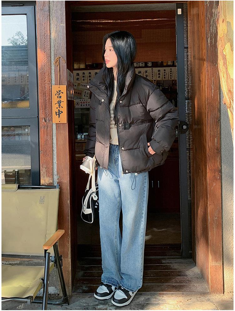 Women's Autumn and Winter Coat Hooded Short Solid Color Loose Thickened Windproof Women's Jacket