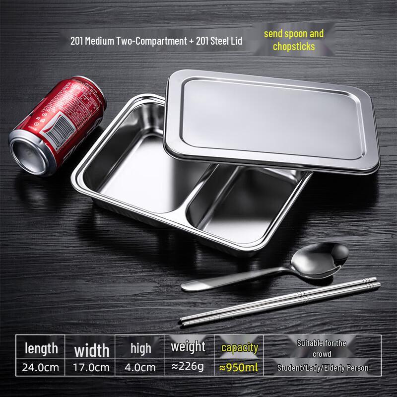 Food-Grade Stainless Steel Divided Meal Tray for Adults