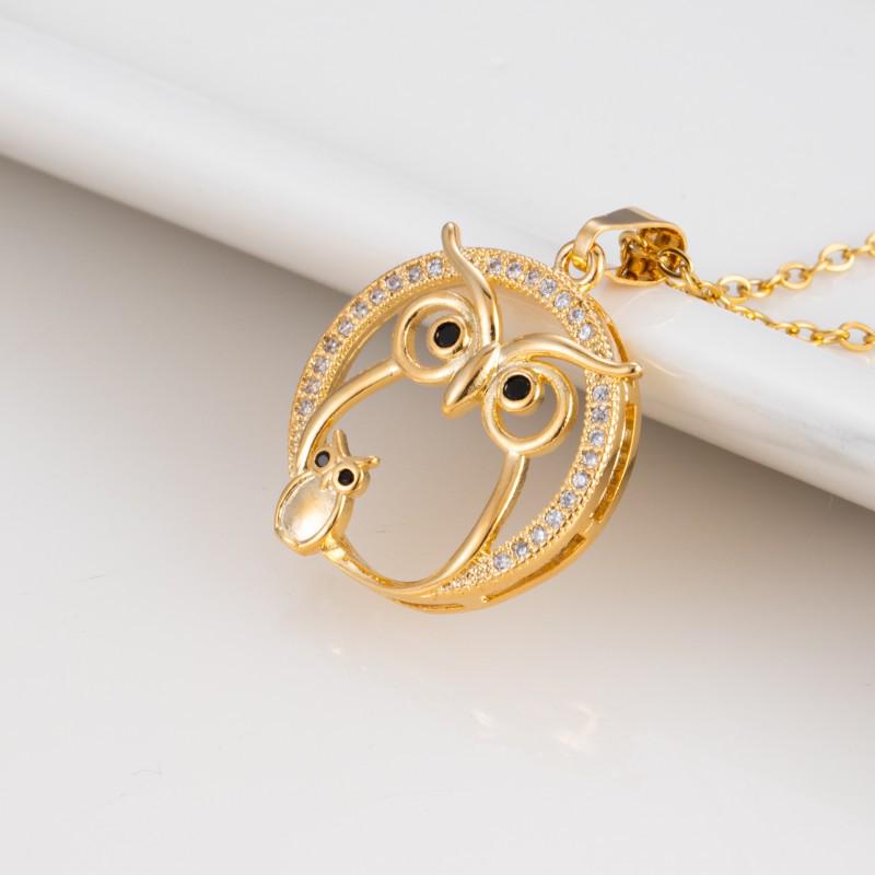 Elegancki Naszyjnik z Zawieszką Sowy z Cyrkoniami - Damski Luksusowy Choker Modowy