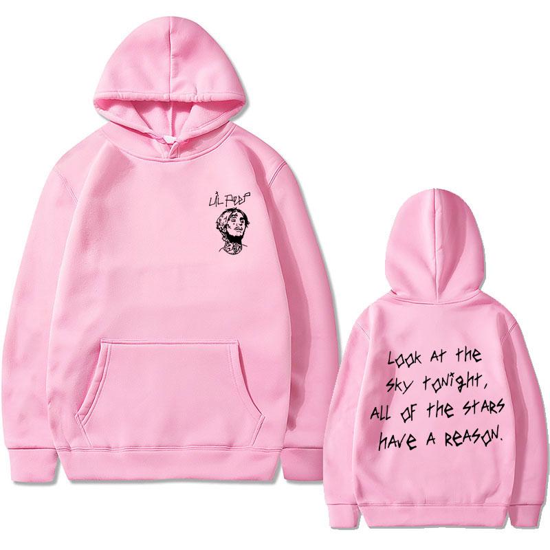 Rapper Lil Peep Look At The Sky Tonight All of The Stars Have A Reason Print Hoodie Male Hip Hop Vintage Oversized Sweatshirt
