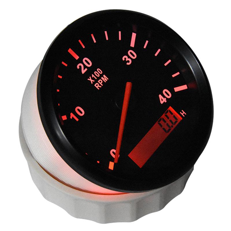85mm Tachometer Car Tacho Sensor Marine with LCD Hourmeter Digital 4000 RPM Meter for Boat Motorcycle 12V 24V Red Backlight
