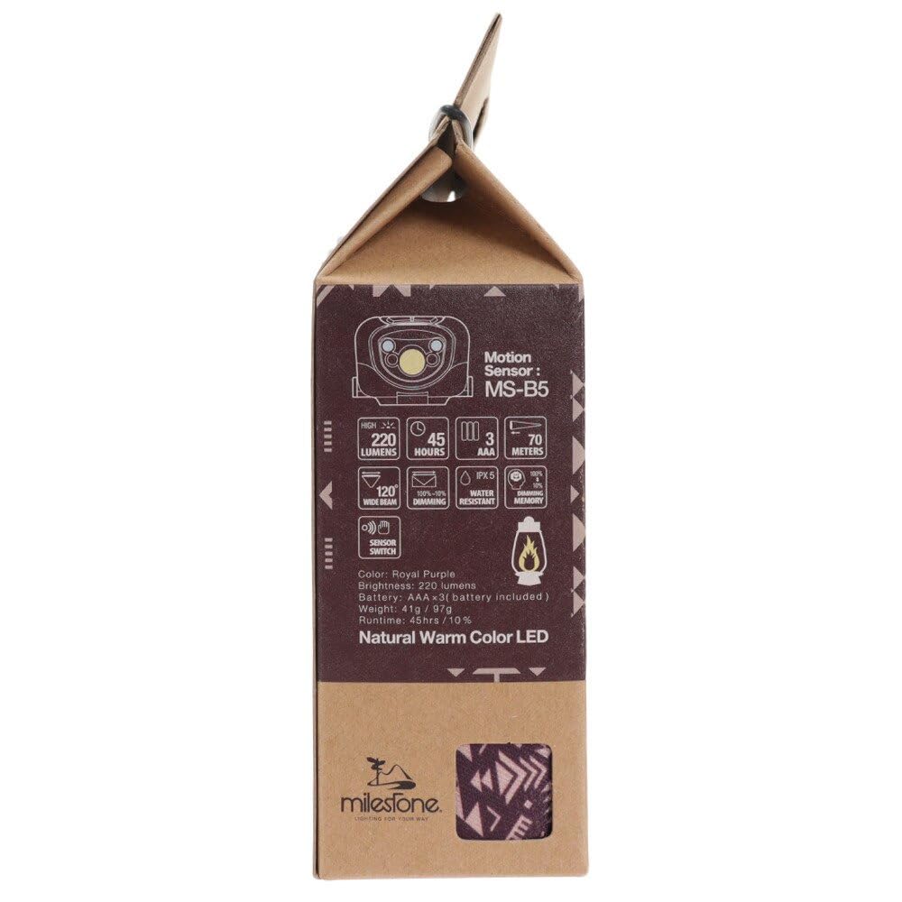 Milestone LED Motion Sensor Royal Purple MS-B5 Headlight, Model, 220lm,
