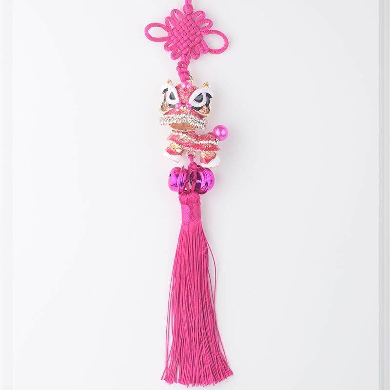 Lion Dance Car Pendant Ornament - Peace Amulet with Hanging Tassel