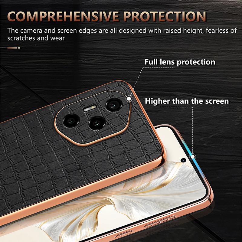 AZNS For Honor 300 Pro Case Electroplating Crocodile Texture PU+TPU Phone Cover