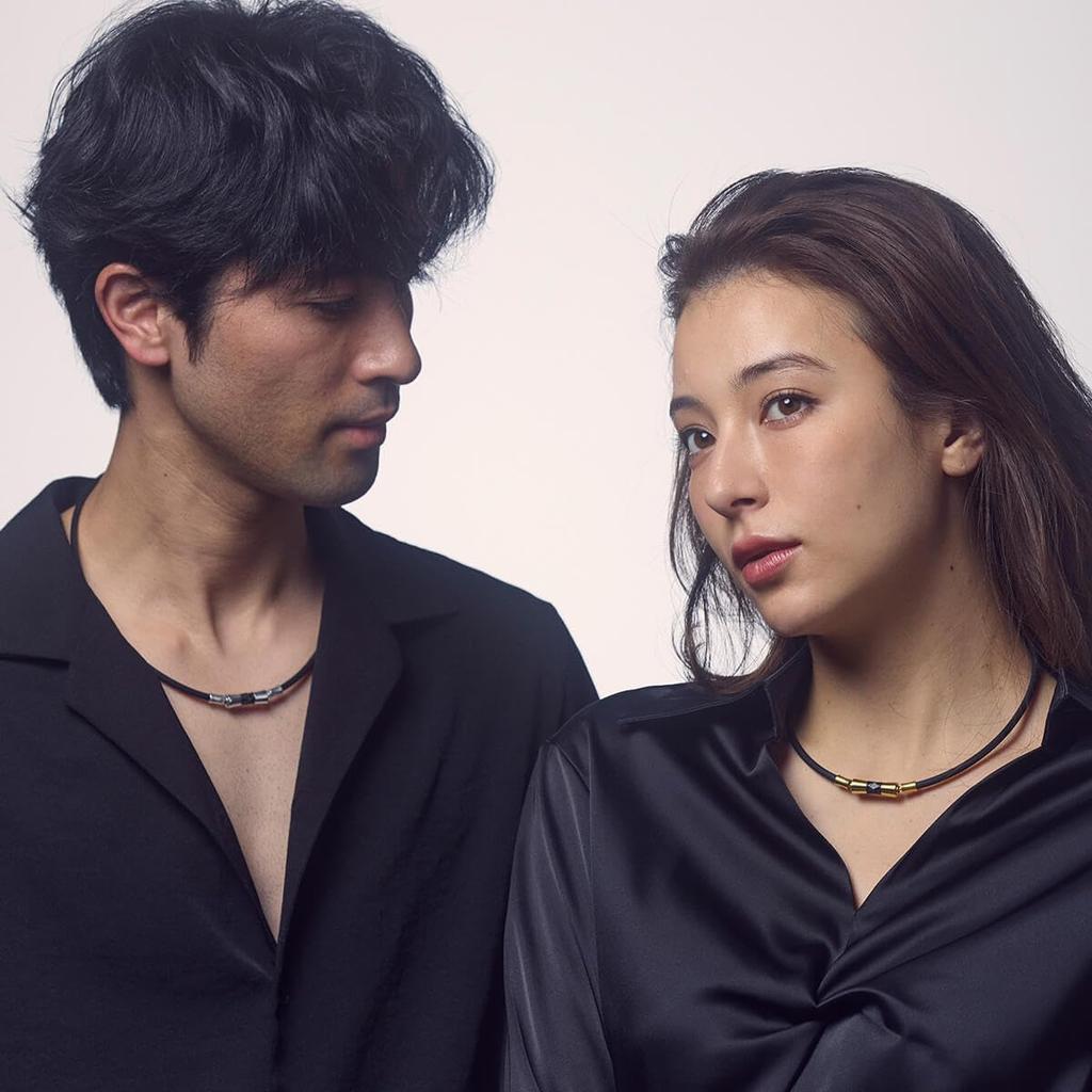 Colantotte TAO LIONE Magnetic Necklace TAO100 for Men and Women Matte Black x Black L (47cm)
