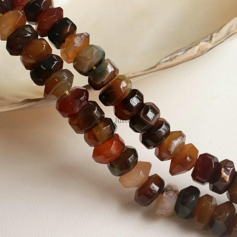 Handmade Natural Agate Faceted Octagonal Beads Necklace - Fashion Jewelry Accessory