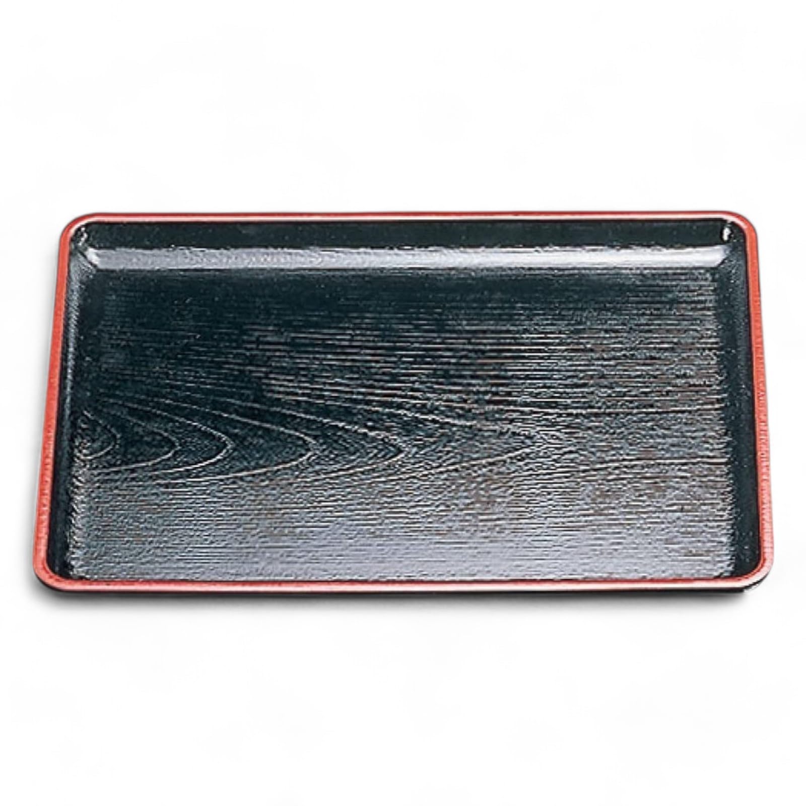 

48cm Keyaki Kaiseki Tray with Red Lacquerware Made in Japan J-kitchens (Black Top), Non-Slip, (ABS Resin),