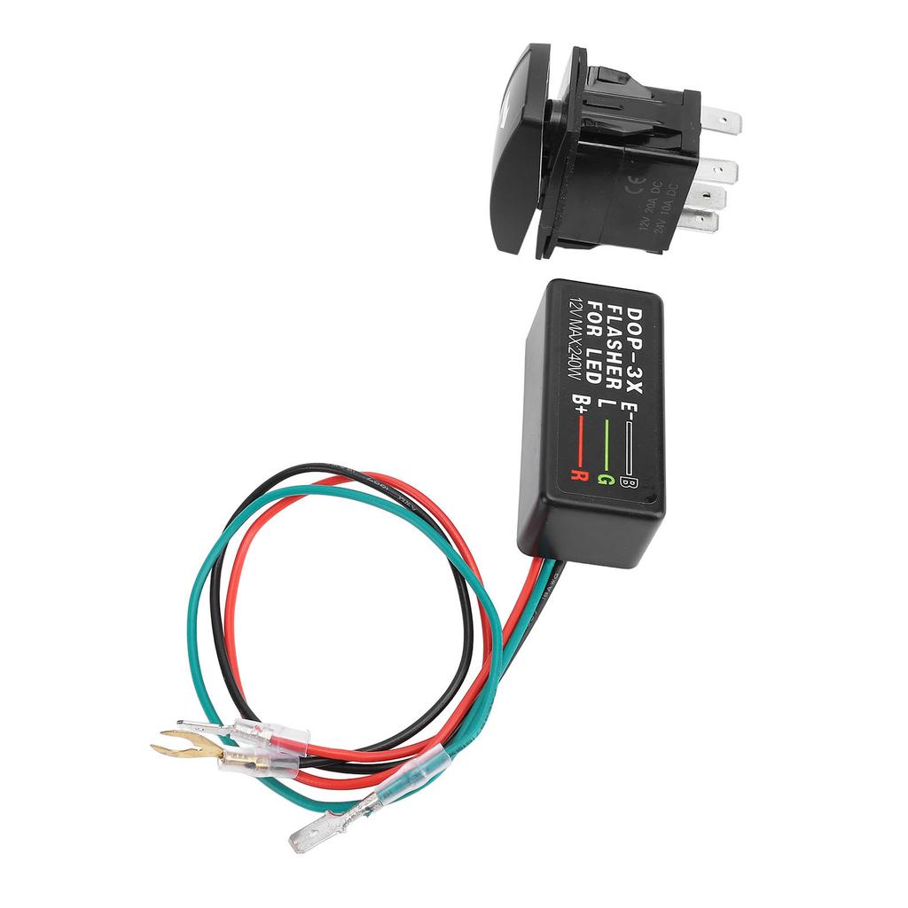 DC12 24V Turn Signal Rocker Switch with Flasher Green LED for ATV UTV RV Vehicle Off Road Pickup Tractor Boat Motorcycle