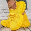 Breathable Mesh Platform Sneakers Women Casual Shoes Yellow Tennis Shoes Woman Lightweight Knit Thick Sole Sports Shoes Ladies