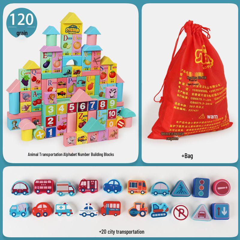 Children's Wooden Building Blocks & Puzzle Toys for Early Development (Ages 1-6)