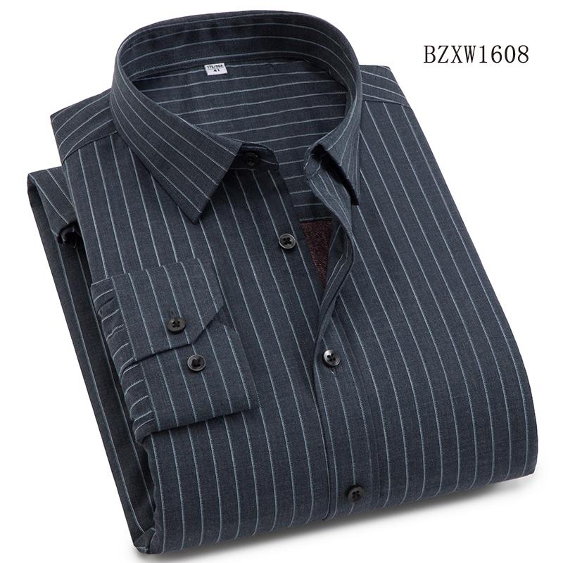 Autumn and Winter Bamboo Fiber Wool Inner Lining High-quality Warm Shirt Long Sleeved Men's Shirt
