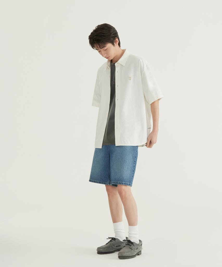 COVERNAT C Logo Denim Half Shirt Light Blue