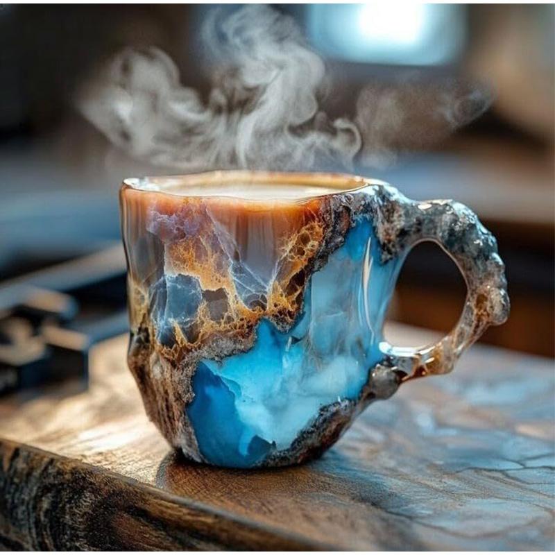 Mineral Crystal Resin Coffee Mugs Irregular Appearance Inner Wall Water Cups House Drink Milk Cups Imitation Mineral Crystal Cup