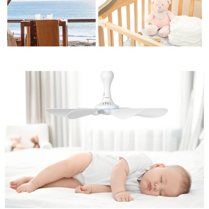 Ventilador de Techo Silencioso con 6 Aspas, Alimentado por USB, con Mando a Distancia, Temporizador, 4 Velocidades, Ventilador Colgante para Camping, Cama, Dormitorio, Tienda de Campaña, Nuevo