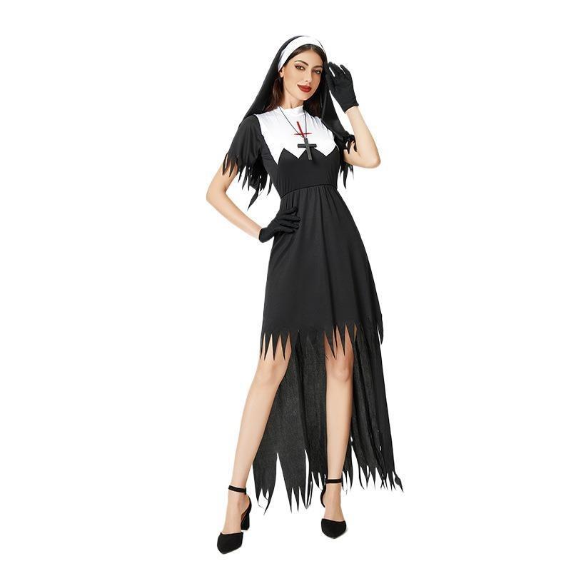 Halloween Costume Cosplay Nun Costume Cross Dress Stage Performance Costume