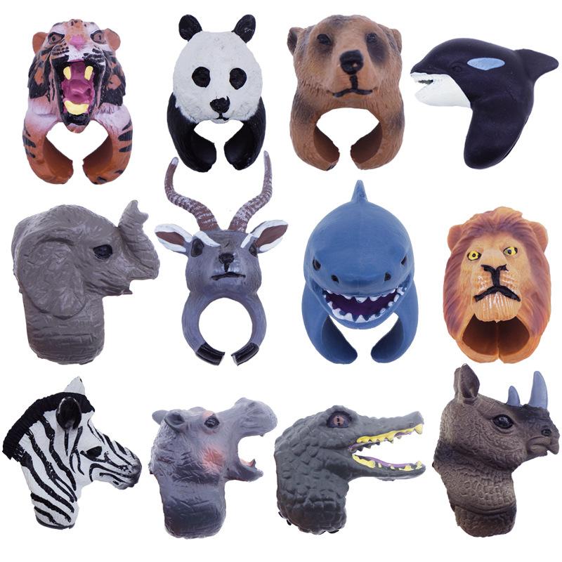 

Pvc Finger Animal Doll Solid Simulation Panda Elephant Shark Lion Early Education Educational Toy Game Props