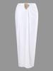 Hot Girl Style Bandeau Two Piece Bikini With Long Skirt Three Piece High Cut Swimsuit Elegant For Vacation