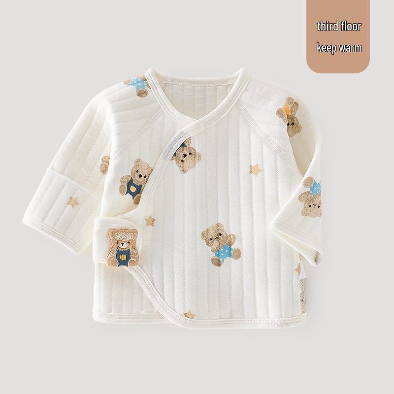 Tagless Pure Cotton Newborn Half-Back Clothes, Monk Style Top for Boys & Girls, Autumn/Winter Pajamas