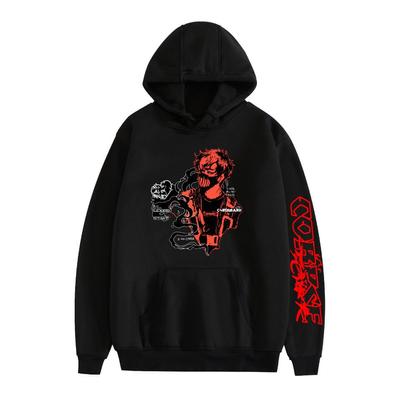Modny casualowy sweter z kapturem z nadrukiem anime