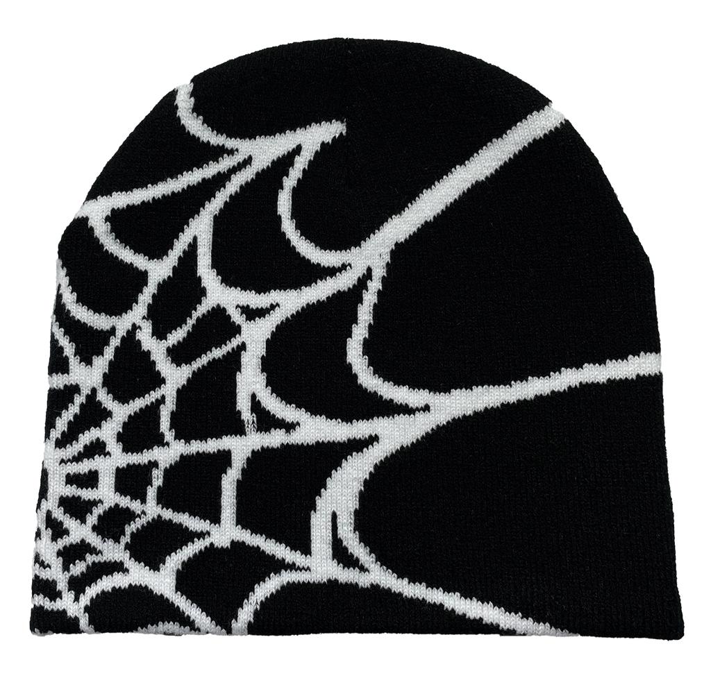 Unisex Spider Web Printed Knit Hat, Warm Outdoor Pullover Hat Personality Beanie Hat