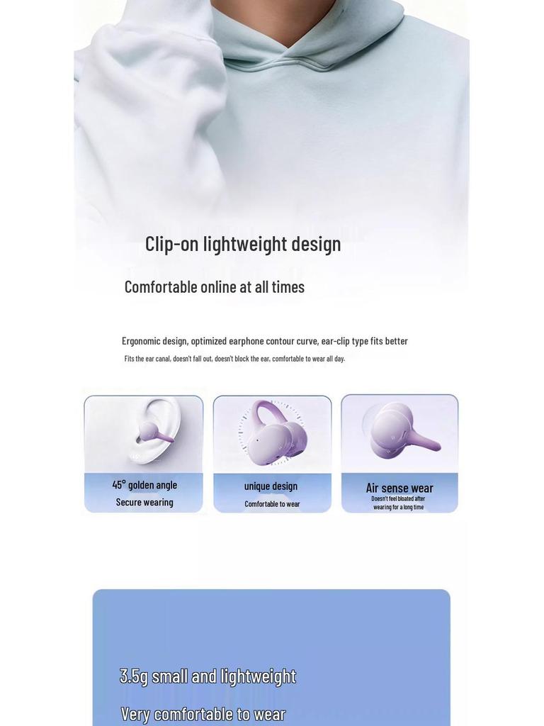 2025 High-Quality Wireless Bluetooth Ear Clip Earphones: Long Battery, In-Ear for Sports & Running