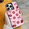 RED Pink C-Cherry Parinting Phone Case For iPhone 16 17 15 14 12 13 Pro Max Black Candy Matte Shockproof Cover