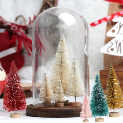 8Pcs Christmas Tree Ornaments Artificial Snowy Pine Tree Figurines Miniature Xmas Tree Statues for Home Table Desk Office Decoration