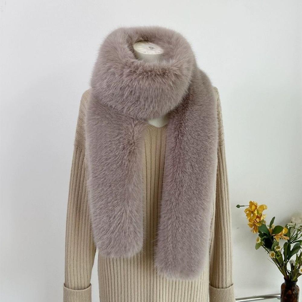 

Кос Имитация Лисьего Меха Шарф Меховой Длинный Шарф Воротник Шаль Универсальный Меховой Шарф Осень и Зима Женский 180*14cm темные хаки